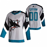 San Jose Sharks Customized Grey Adidas 2020-21 Reverse Retro Alternate Stitched Jersey,baseball caps,new era cap wholesale,wholesale hats